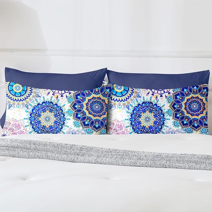 YIYEA Pillow Cases Standard Size Set of 4, Ultra Soft 1800TC Hotel Quality Double Brushed Microfiber Embroidered Pillowcases and Boho Pillow Covers, Envelope Closure, Fade Resistant (20"x26")