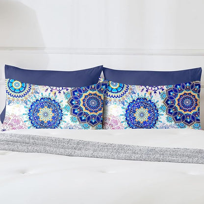 YIYEA Pillow Cases Standard Size Set of 4, Ultra Soft 1800TC Hotel Quality Double Brushed Microfiber Embroidered Pillowcases and Boho Pillow Covers, Envelope Closure, Fade Resistant (20"x26")