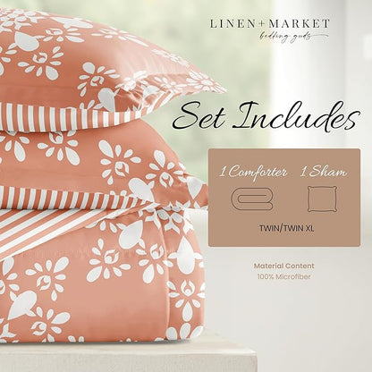 Linen Market Reversible Twin Size Comforter Set (2 Piece) - Bring Luxury Home with Our Soft and Lightweight Down Alternative Comforter Twin Set - This Includes Your Twin Comforter and 1 Pillow Sham