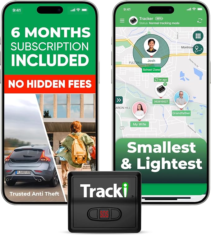 Tracki Mini GPS Tracker, Subscription Required, Cancel Anytime – Universal Compact 4G LTE Tracker for Vehicles (Tracker + 6M Subs.)
