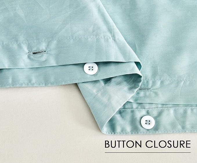 King Size Duvet Cover Set with Button Closure - Light Blue and Yellow Botanical Luxury Bedding for a Comfortable Sleeping