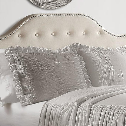 Lush Decor Ruffle Skirt Bedspread Set - 2-Piece Luxurious Farmhouse Bedding - Elegant Ruffle Detail - Timeless Style - Soft Lightweight Sheets - Twin, Grey