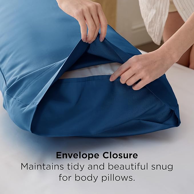 Bedsure Body Pillow Cover - Teal Long Cooling Pillow Cases, PureWoven 100% Rayon Derived from Bamboo, Cool Body Pillowcase with Envelope Closure for Women, Men, 1 Pack, 20x54 Inches