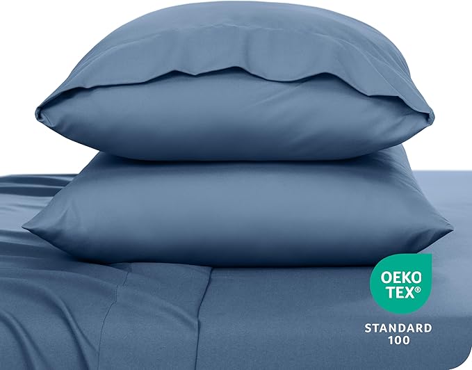 Bare Home Microfiber Pillow Cases - King Size 20x40 - Cooling Pillowcases - Double Brushed - Easy Care - Envelope Closure (King Pillowcase Set of 2, Coronet Blue)