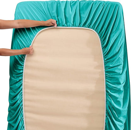 Hearth & Harbor Bed Linen Set - Split King Size, 6 Piece, Extra Deep Pocket, Microfiber, Teal