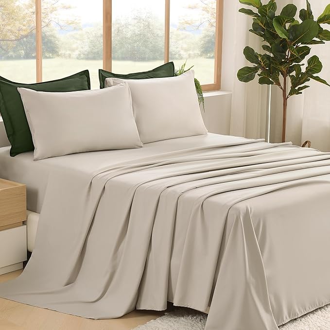 Litanika Comforter Queen Size Set Olive - 7 Pieces Bed in a Bag Queen Beddding Comforter Sets, Plain Lightweight Bed Set with Comforter, Sheets, Pillowcases & Shams
