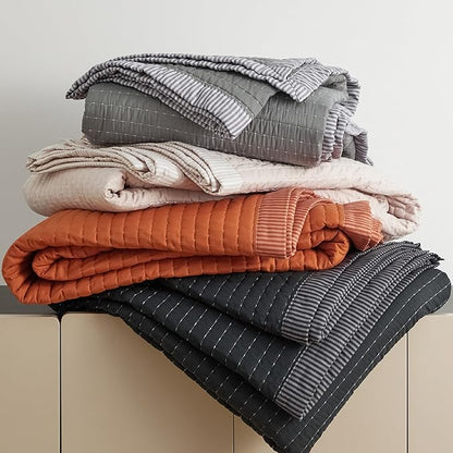 Bedsure Black Quilts King Size - King Quilt Bedding Set Bedspread Coverlet, Lightweight Corduroy Pattern Bedspread, 3-Piece Set with 106"x96" Coverlet & 2 Pillow Shams, All-Season Soft Microfiber