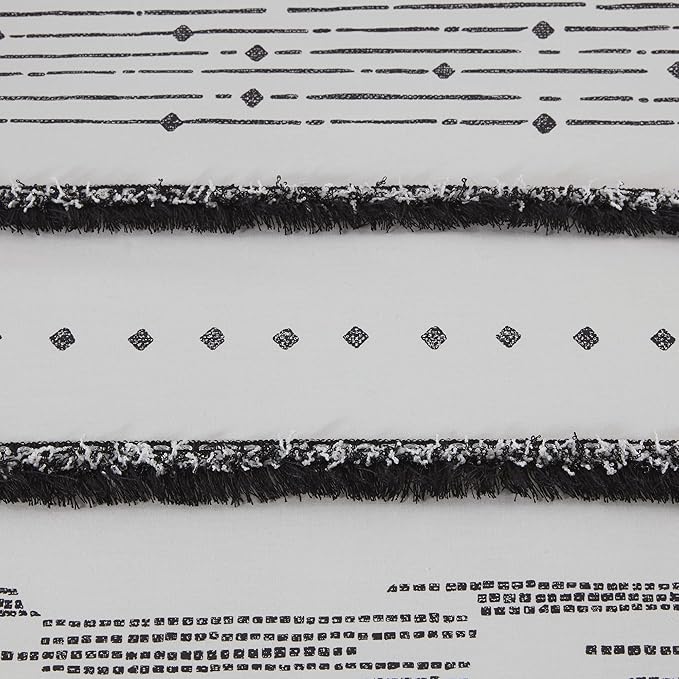 INK+IVY Luxurious Cotton-Bedding Set - Mid Century Trendy Geometric Design, All Season Cozy-Cover With Matching-Shams, Full/Queen, Nea Trims Black/Multi