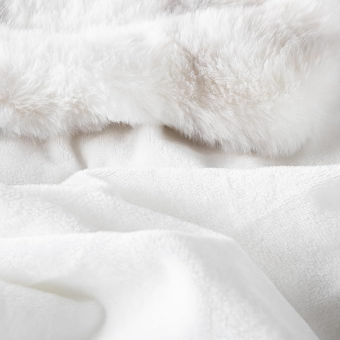 Oversized Ruched Faux Fur Blanket - 60x80-Inch Jacquard Faux Fur Queen-Size Throw for Sofas and Beds - Luxurious Bedding by Lavish Home (Gray)