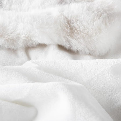 Oversized Ruched Faux Fur Blanket - 60x80-Inch Jacquard Faux Fur Queen-Size Throw for Sofas and Beds - Luxurious Bedding by Lavish Home (Gray)