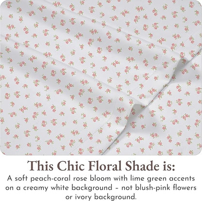 California Design Den King Floral Sheet Set, 100% Cotton Sateen Sheets, King Size Sheets Set, Deep Pockets & Pillowcase Set - Chic Floral