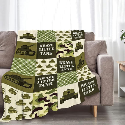 Tank Blanket Super Soft Warm Fluffy Fleece Flannel Military Camouflage Throw Blanket Cozy Fuzzy Plush Stuff Bedding Blankets Gifts for Teens Boys Kids Women Girls Adults 60"X50"