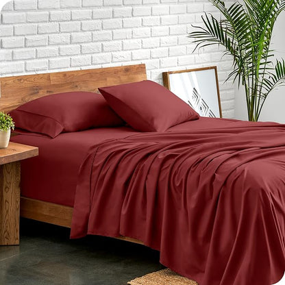 Bare Home Full Sheet Set - 1800 Ultra-Soft Microfiber Full Bed Sheets - Double Brushed - Deep Pockets - Easy Fit - 4 Piece Set - Bedding Sheets & Pillowcases (Full, Rosewood)
