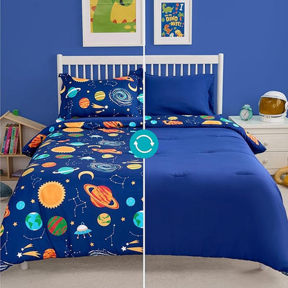 Joiedomi Kid Twin Comforter Set 5 Piece Cosmic Space Bedding Set for Boys Girls Super Soft Microfiber Bed in a Bag with Comforter Sheets Pillowcase Sham
