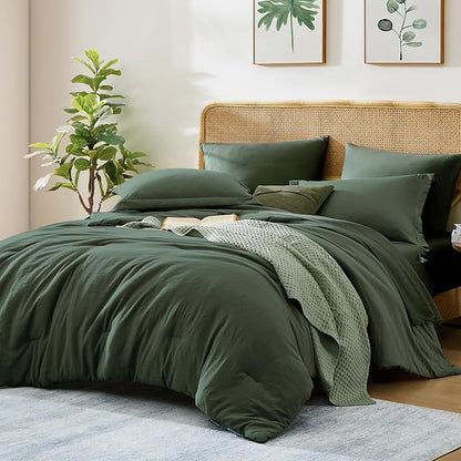 WRENSONGE Full Size Comforter Set- 7 Pieces Deep Forest Bed in a Bag Full Size Comforter with Fitted Sheet, Flat Sheet, 2 Pillow Shams, 2 Pillowcases, Warm Bedding Sets for All Season