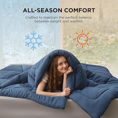 Bedsure Comforter Duvet Insert - Quilted Comforters King Size, All Season Duvet, GentleSoft Down Alternative Bedding, with 8 Tabs, Gifts for Women/Men, Dark Slate Blue, King 90 x 102 Inches