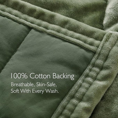 KASENTEX Greek Velvet Queen Quilt Set, 3× Softer Luxe Sheen, 100% Cotton Backing, 150GSM Down-Alternative Fill, Expanded 98×98" Coverage for Fuller Side Drape (1 Quilt + 2 Pillow Shams), Loden Green