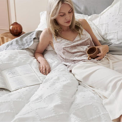Bedsure Boho Duvet Cover Full Size - Mineral Blue Breathable & Soft Boho Bedding, Machine Washable Comforter Cover for All Seasons, Includes 1 Duvet Cover 80"x90" with 2 Pillow Shams & Zipper Closure