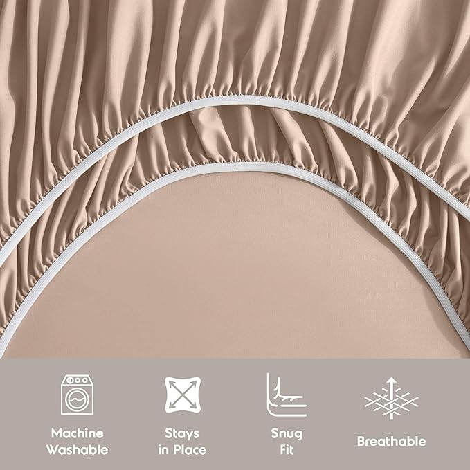 Nestl Twin XL Sheet Set - College Dorm Size - Luxury 1800 Ultra-Soft Microfiber Twin Extra Long Bed Sheets - Deep Pockets - Easy Fit - Extra Soft - 3 Piece Set (Twin XL, Taupe)