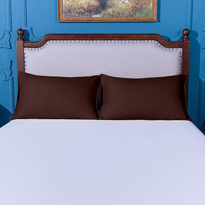 NTBAY King Pillowcase Set - 2 Pack Brushed Microfiber 20x36 Pillowcases - Soft, Wrinkle-Free, Fade-Resistant, Stain-Resistant, Dark Brown Pillowcases with Envelope Closure - 20x36 Inches, Dark Brown