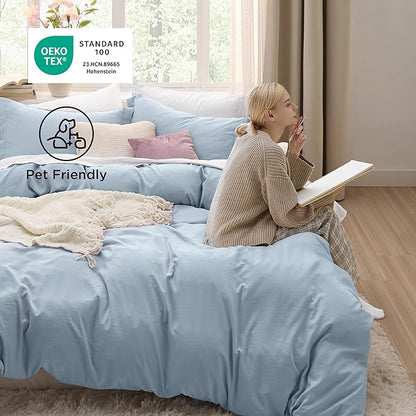 Bedsure Celestial Blue Twin Duvet Cover - 2 Pieces Prewashed Extra Soft Bedding Set, Includes 1 Duvet Cover Twin Size 68x90 Inches with Zipper Closure & 1 Pillow Sham, Comforter Not Included