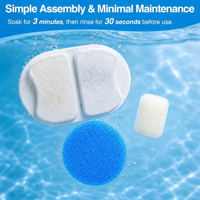 MISFANS Ceramic Dog Water Fountain Filters, 12 Pack Replacement Filters & 12 Pack Replacement Pre-Filter Sponges Set for MISFANS and Other Ceramic Dog Fountain Water Dispenser