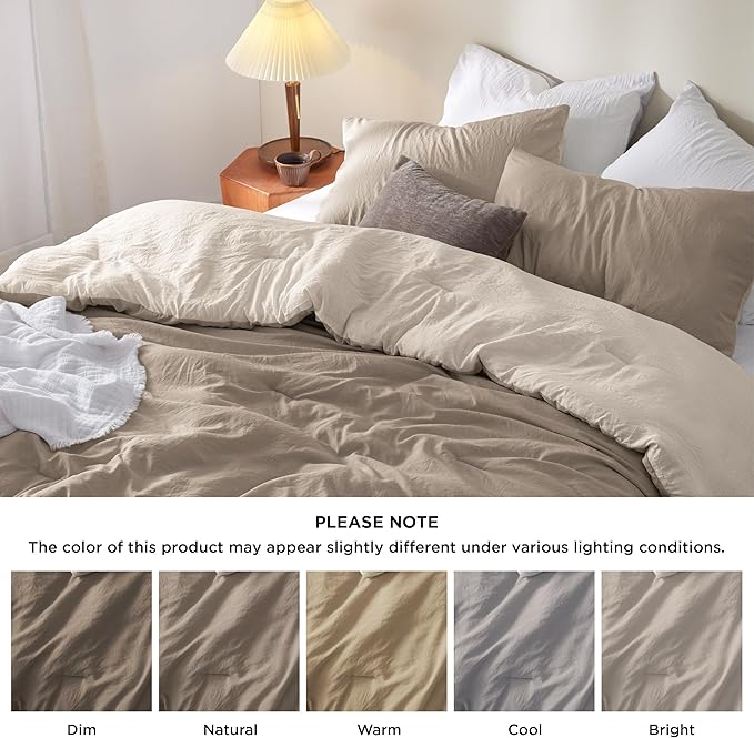 Bedsure King Comforter Set, Khaki Beige Soft Prewashed Bedding for All Seasons, 3 Pieces GentleSoft™ Bed Set, 1 Lightweight Comforter (104"x90") and 2 Pillowcases (20"x36")