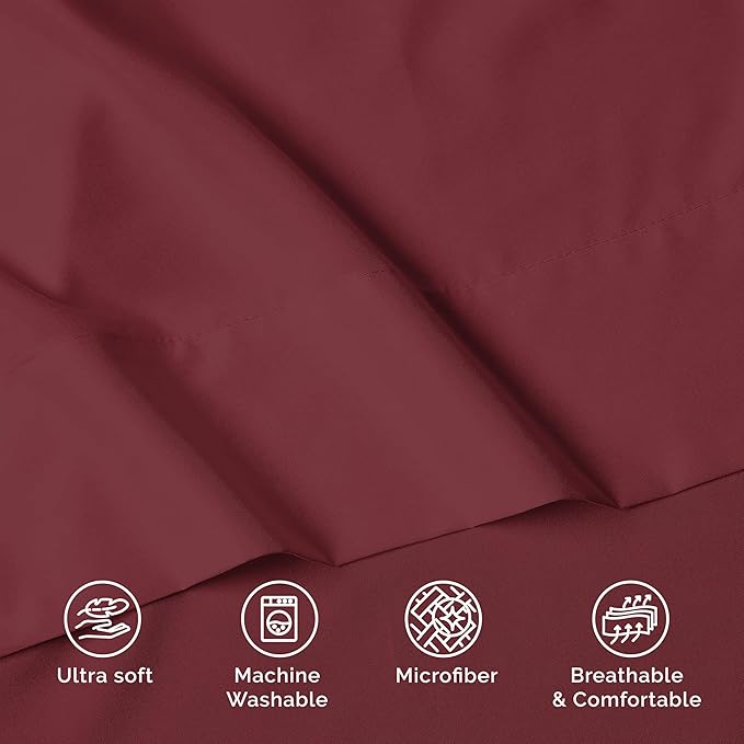 Luxury Flat Sheet on Amazon Elegant Comfort Wrinkle-Free 1500 Premier Hotel Quality 1-Piece Flat Sheet, Twin/Twin XL Size, Burgundy