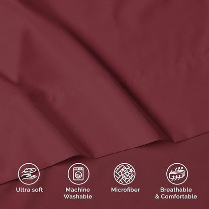 Luxury Flat Sheet on Amazon Elegant Comfort Wrinkle-Free 1500 Premier Hotel Quality 1-Piece Flat Sheet, Twin/Twin XL Size, Burgundy