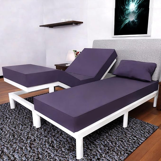 Split Queen Sheets - 5 Pcs Set for Adjustable Bed - Soft, Wrinkle-Resistant (Plum)