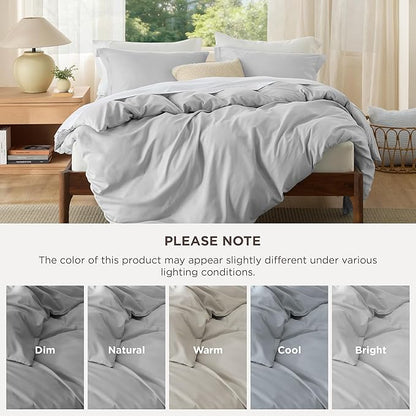 Bedsure Duvet Cover California King Size - Soft Double Brushed Bedding Set for Kids & Adults, Zipper Closure, 3 Pieces, Includes 1 Duvet Cover (104"x98") & 2 Pillow Shams, NO Comforter, Silver Grey