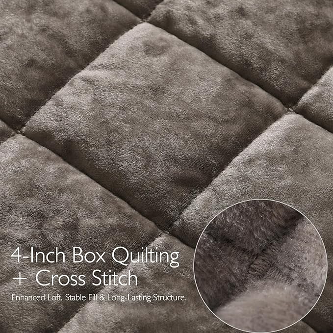 KASENTEX Greek Velvet King Quilt Set, Ultra-Soft Luxe Sheen, 100% Cotton Backing, 150GSM Down-Alternative Fill, Expanded 108×98" Coverage for Fuller Side Drape (1 Quilt + 2 Pillow Shams), Fossil