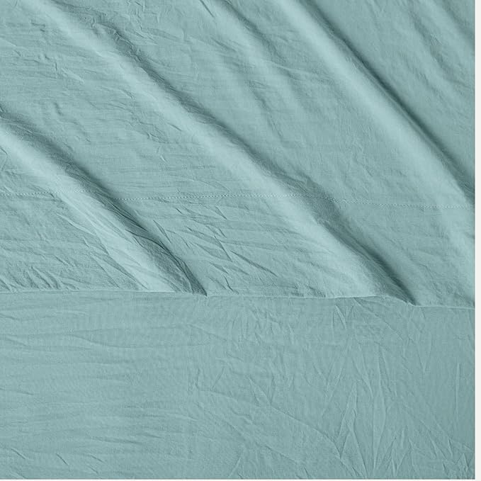 Amazon Basics Brushed Microfiber Sheet Set, Extra Soft with Natural Texture, 4-Piece, Full, Blue, Deep Pocket