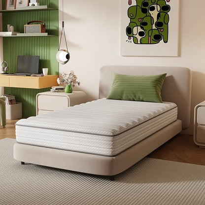 Novilla Queen Mattress, 6 Inch Queen Size Mattresses in a Box with Smarts™ Coil for Pressure Relief, Medium Plush Foam and Spring Hybrid Colchones with CertiPUR-US Certified for Kids