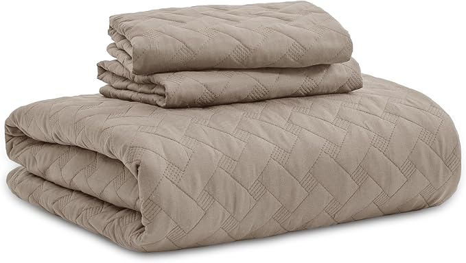 Bedsure California King Quilts - Lightweight Bedspreads Cal King Size with Basket Weave Pattern, Soft Quilt Bedding Set, Taupe Comforter Set Coverlet for All Seasons with 2 Pillow Shams (111" x 106") | Skin-Friendly Soft, All-Season Comfort, Breathable...