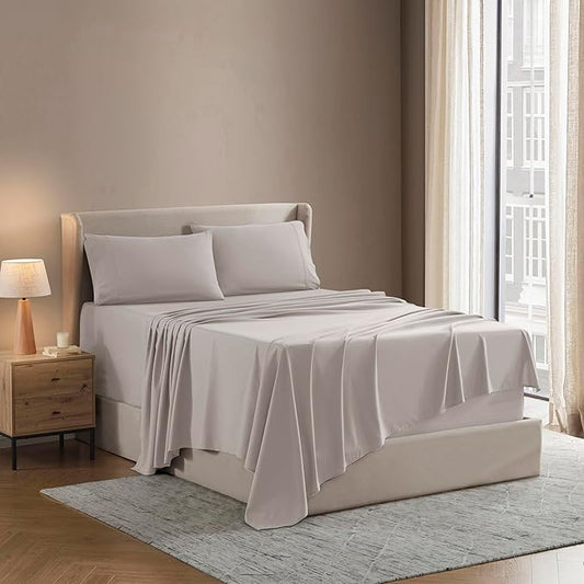 Nestl King Sheet Set - Luxury 1800 Ultra-Soft Microfiber King Bed Sheets - Double Brushed - Deep Pockets - Easy Fit - 4 Piece Set - Bedding Sheets & Pillowcases (King, Linen)