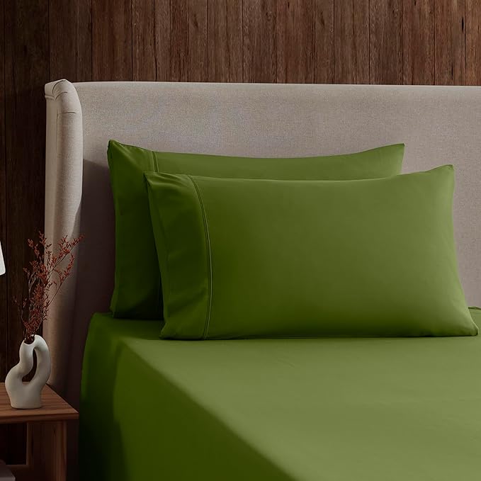 Nestl California King Sheet Set - 1800 Ultra-Soft Microfiber Cal King Bed Sheets - Double Brushed - Deep Pockets - Easy Fit - 4 Piece Set - Bed Sheets (California King, Calla Green)