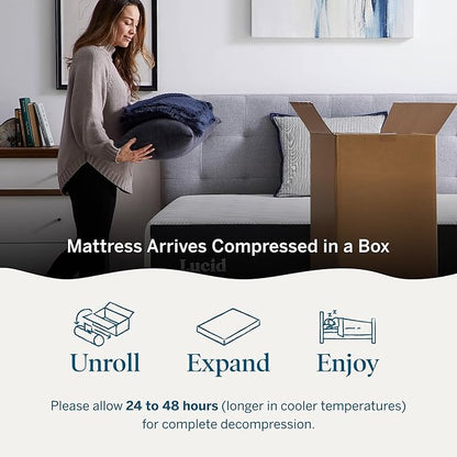 Lucid 14 Inch Memory Foam Mattress - Medium Firm Feel - Infused with Refreshing Bamboo Charcoal and Cooling Gel - Bed in a Box - Temperature Regulating - Pressure Relief - Breathable - California King
