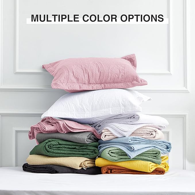 Love's cabin King Size Quilt Set Pink Bedspreads - Soft Bed Summer Lightweight Bedspread Comforter - Modern Style Coin Pattern Coverlet for All Season - 3 Pieces (1 Quilt, 2 Pillow Shams)