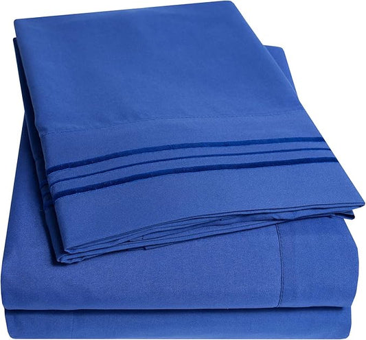 1500 Supreme Collection Full Sheet Sets Royal Blue - Luxury Hotel Bed Sheets and Pillowcase Set for Full Mattress - Extra Soft, Elastic Corner Straps, Deep Pocket Sheets, Full Royal Blue