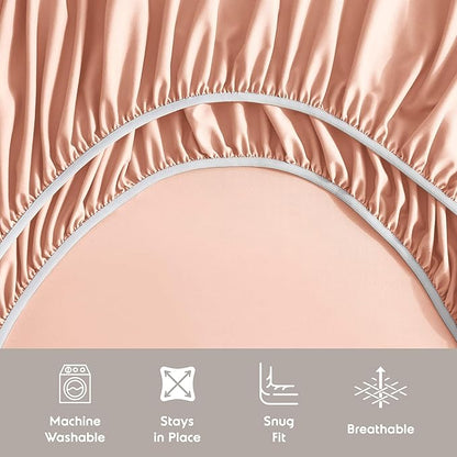 Nestl Full XL Sheet Set - Luxury 1800 Ultra-Soft Microfiber Full Extra Long Bed Sheets - Double Brushed - Deep Pockets - Easy Fit - 4 Piece Set - Bedding Sheets & Pillowcases (Full XL, Peach)