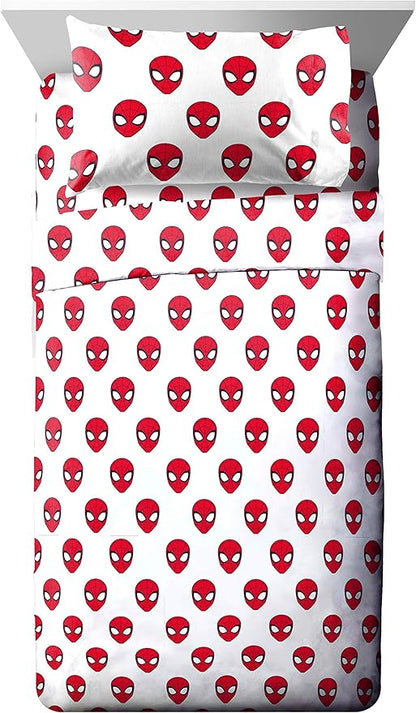 Jay Franco Marvel Spiderman Spidey Daze 4 Piece Twin Bed Set - Includes Reversible Comforter & Sheet Set Bedding - Super Soft Fade Resistant Microfiber (Official Marvel Product)