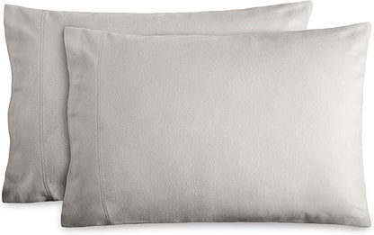 Bare Home Flannel Standard Pillowcases Set of 2-100% Cotton - Velvety Soft & Cozy - Double Brushed Heavyweight Flannel Pillowcases (Standard Pillowcase Set of 2, Light Grey)