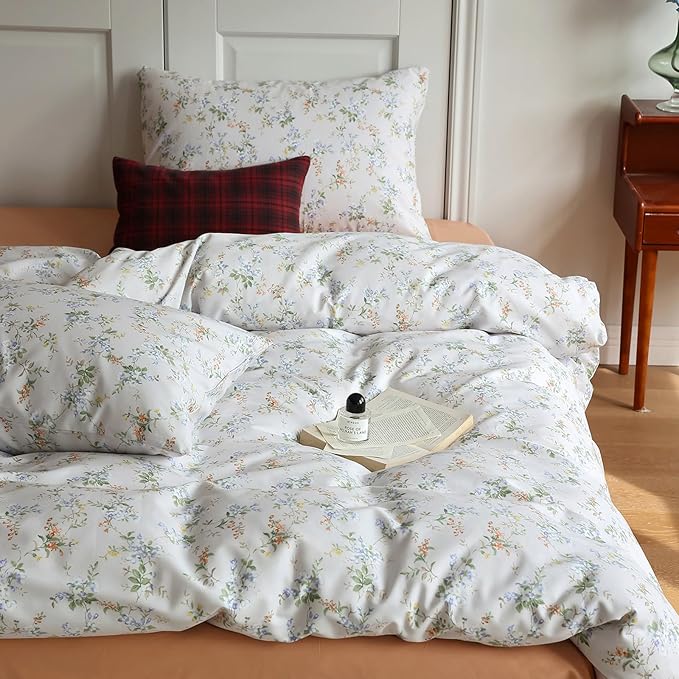 HighBuy 3 Piece Flowers Comforter Set Full Size French Style with Blue Floral Botanical All Season Bedding Comforter Cottagecore Cozy Comforter Set with 2 Pillowcases,Lightweight Soft