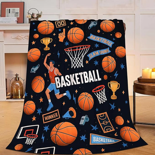 Basketball Blanket Super Soft Warm Fluffy Fleece Flannel Ball Sports Throw Blanket Cozy Fuzzy Plush Stuff Bedding Blankets Gifts for Teens Boys Kids Women Girls Adults 60"X50"