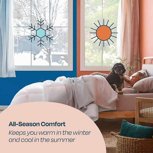 Linenspa White Down Alternative Comforter and Duvet Insert, for California King Size Bed – All-Season Comforter with Box Stitch and 8 Duvet Loops – Bedding for Kids, Teens, and Adults