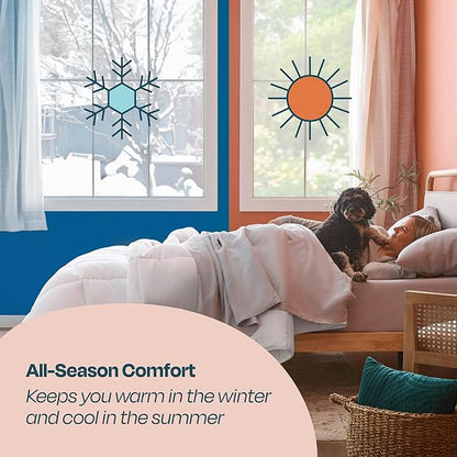 Linenspa White Down Alternative Comforter and Duvet Insert, for Oversized King Size Bed – All-Season Comforter with Box Stitch and 8 Duvet Loops – Bedding for Kids, Teens, and Adults