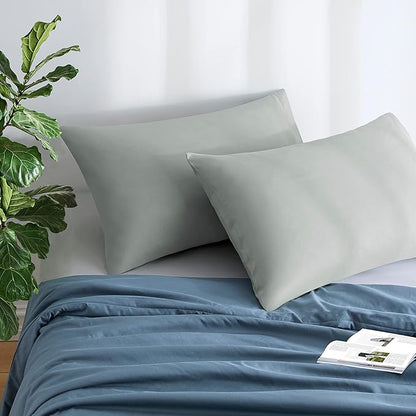 MILVOWOC 2Pcs Brushed Microfiber King Pillowcases - 20 x 36 Inch, Silver Pillow Case Set Non Slip Envelope Pillow Cover with Moisture Absorption and Anti-Wrinkle