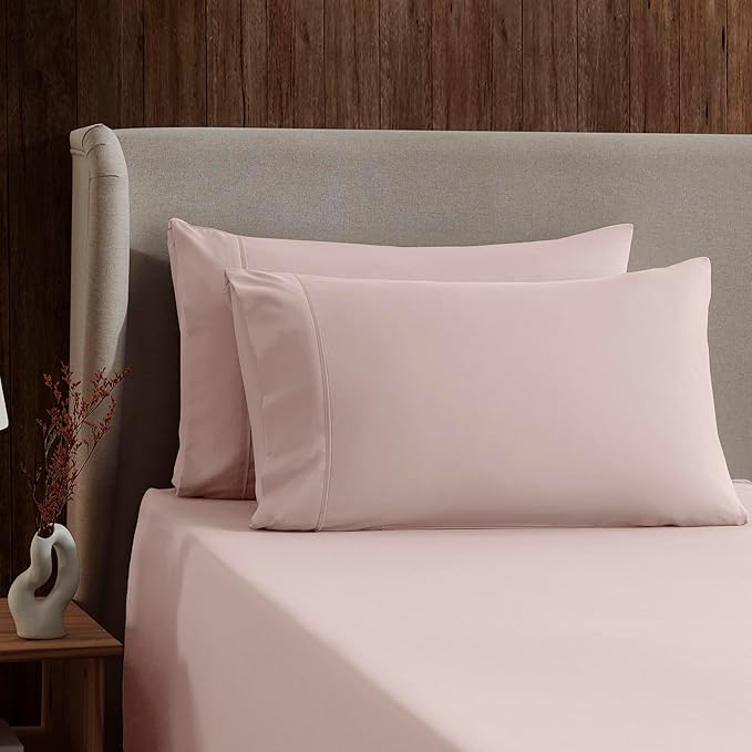 Nestl Short Queen Sheet Set - 1800 Ultra-Soft Microfiber - Double Brushed - Deep Pockets - Easy Fit - 4 Piece Set - Bed Sheets (Short Queen, Peach Beige)