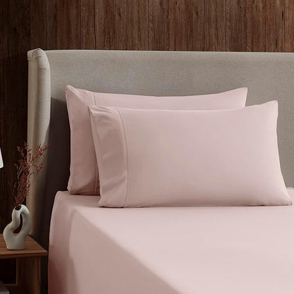 Nestl Short Queen Sheet Set - 1800 Ultra-Soft Microfiber - Double Brushed - Deep Pockets - Easy Fit - 4 Piece Set - Bed Sheets (Short Queen, Peach Beige)